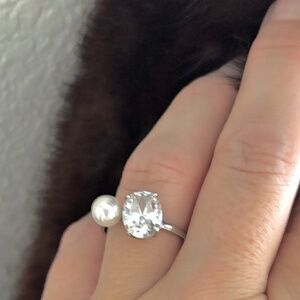 2CT Moissinate w/ Fresh Water Pearl Silver Ring Size 7 Custom Etsy Ariana Grande